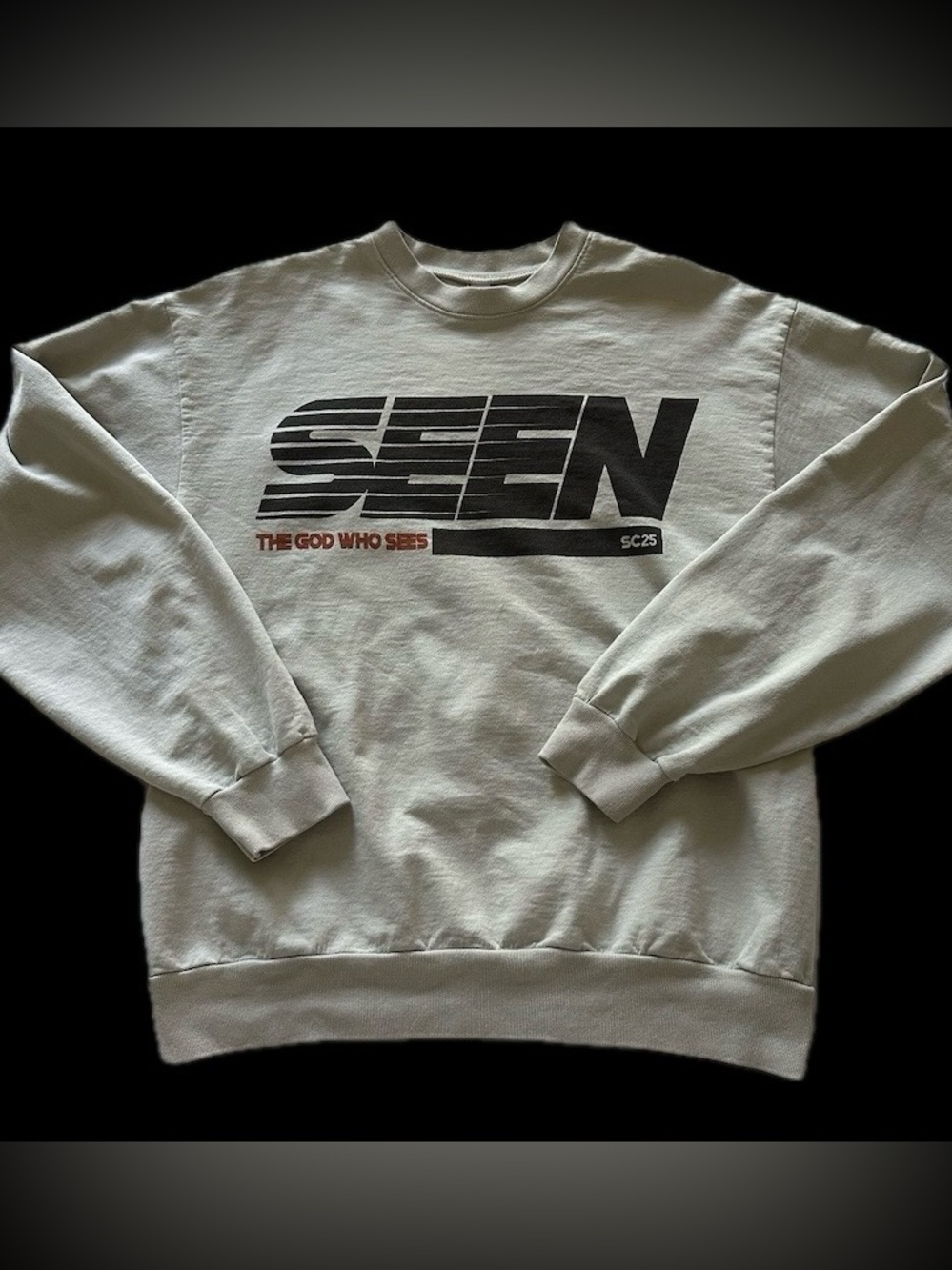 la apparel “seen” 100% cotton light grey sweatshirt / size medium